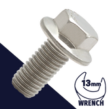M8X1.25 Flange Bolt,A2-70 Stainless,DIN 6921 / 13mm Wrench