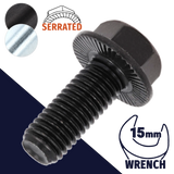 M10X1.5 Serrated Flange,Class 10.9 Steel,DIN 6921 / 15mm Wrench