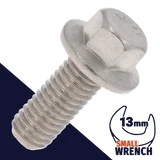 M10X1.5 Flange Bolt,A2-70 Stainless,ISO 4162 / 13mm Wrench