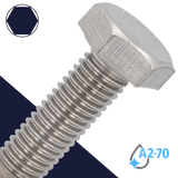 M5X0.8 Hex Bolt,Stainless Steel A2-70,DIN 931 / 933