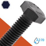 M5X0.8 Hex Bolt,Stainless A2-70 + Black Ox,DIN 931/933