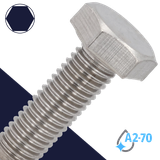 M6X1.0 Hex Bolt,Stainless Steel A2-70,DIN 931 / 933