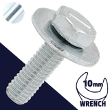 M6X1.0 Hex SEMS,Steel Clear Zinc,Fender Washer