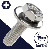 M6X1.0 Hex Phillips SEMS,Stainless Steel,Fender Washer