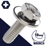 M6X1.0 Hex Phillips SEMS,Stainless Steel,Fender Washer
