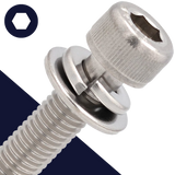 M8X1.25 SEMS Socket Head,Stainless Steel,Flat + Lock Washer