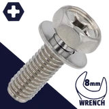 M5X0.8 Hex Phillips SEMS,Stainless Steel,Flat Washer