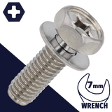 M4X0.7 Hex Phillips SEMS,Stainless Steel,Flat Washer