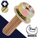 M4X0.7 Hex Phillips SEMS,Steel Yellow Zinc,Flat Washer