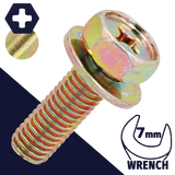 M4X0.7 Hex Phillips SEMS,Steel Yellow Zinc,Flat Washer