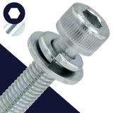 M8X1.25 Socket Head SEMS FW + LW - Steel 10.9 Zinc