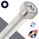 M2.5X0.45 Torx Low Socket,ISO 14580 TX,A4-50 Stainless Steel