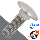 M10X1.5 Carriage Bolt,A4-70 Marine Stainless,DIN 603