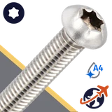 M10X1.5 Torx Button Head,ISO 7380-1 TX,A4 Stainless Steel