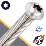 M10X1.5 Torx Button Head,ISO 7380-1 TX,A4 Stainless Steel