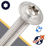 M3X0.5 Torx Button Flange,ISO 7380-2 TX,A4 Stainless Steel