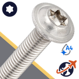 M3X0.5 Torx Button Flange,ISO 7380-2 TX,A4 Stainless Steel