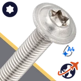 M3X0.5 Torx Button Flange,ISO 7380-2 TX,A4 Stainless Steel
