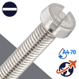 M10X1.5 Slotted Cheese Head,A4-70 Stainless,DIN 84 / ISO 1207