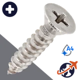 M2.2 Flat Phillips Tapping,DIN 7982-C,A4 Stainless Steel