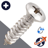 M2.9 Oval Phillips Tapping,DIN 7983-C,A4 Stainless Steel