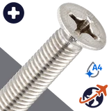 M2.5X0.45 Phillips Flat Head,DIN 965,A4 Stainless Steel