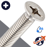M2.5X0.45 Phillips Flat Head,DIN 965,A4 Stainless Steel