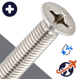 M2.5X0.45 Phillips Flat Head,DIN 965,A4 Stainless Steel