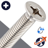 M2.5X0.45 Phillips Flat Head,DIN 965,A4 Stainless Steel