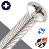 M3X0.5 Phillips Oval Head,DIN 966,A4 Stainless Steel