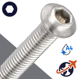 M10X1.5 Button Head,A4 Stainless Steel,ISO 7380-1