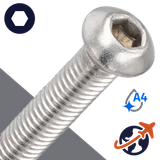 M10X1.5 Button Head,A4 Stainless Steel,ISO 7380-1