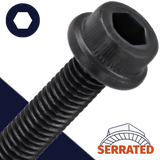 M4X0.7 Flanged Socket,Steel Class 12.9,Serrated Flange