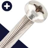 M6X1.0 Pan Head Phillips,Stainless Steel A2,DIN 7985