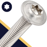 M5X0.8 Torx Button Flange,A2 Stainless Steel,ISO 7380-2 TX