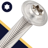 M6X1.0 Torx Button Flange,A2 Stainless Steel,ISO 7380-2 TX