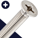 M2.5 Flat Head Phillips,Stainless Steel A2,DIN 965