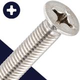 M2.5 Flat Head Phillips,Stainless Steel A2,DIN 965