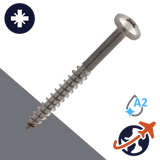 M3.5 Pozidrive Pan Head,Wood Thread,A2 Stainless Steel