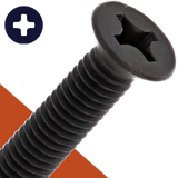 M6 Flat Head Phillips,Stainless + Black Oxide,DIN 965