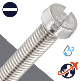 M8X1.25 Slotted Cheese Head - A4-70 Stainless DIN 84