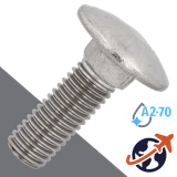 M10X1.5 Carriage Bolt,A2-70 Stainless,DIN 603