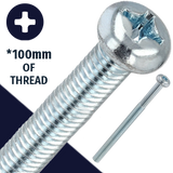 M6X1.0 Small Pan *100mm Thread,Steel Class 4.6 Zinc,JIS B1111 Furniture