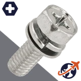 M3X0.5 Hex Phillips SEMS,A2 Stainless Steel,Flat+Lock Washer / Wrench 5.5mm
