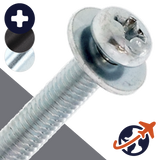 M2.6X0.45 Pan Phillips SEMS,Flat Washer OD: 7.5mm,Steel, Zinc Plated