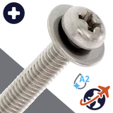 M2.6X0.45 Pan Phillips SEMS,Flat Washer OD: 7.5mm,Stainless