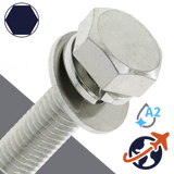M10X1.5 Hex Head SEMS,LW + Flat Washer OD: 22mm,Stainless