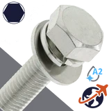 M10X1.5 Hex Head SEMS,LW + Flat Washer OD: 22mm,Stainless