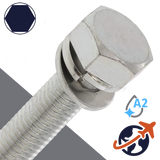 M10X1.5 Hex Head SEMS,LW + Flat Washer OD: 18mm,Stainless