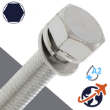 M10X1.5 Hex Head SEMS,LW + Flat Washer OD: 18mm,Stainless